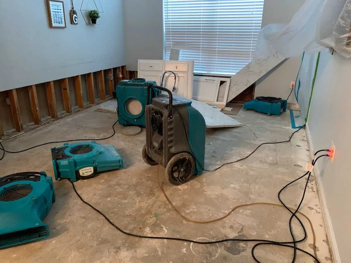 Dehumidifier in flood-cut room for Water Damage Restoration in Moultrie